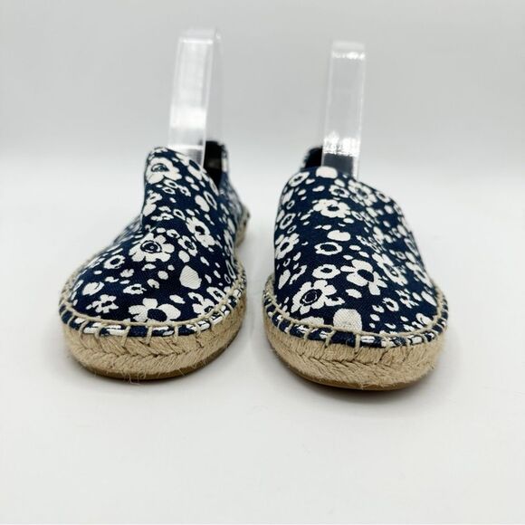Tory Burch Risa Navy Blue Floral Print Slip-On Flat Espadrilles Sz 6M - Picture 4 of 13